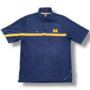 Nike Michigan Wolverines Polo Shirt Mens Large Navy Blue Dri-FIT F5BLM 11847X